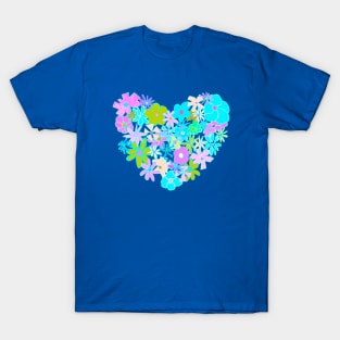 Vintage flower power heart design T-Shirt